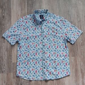 johnnie-O Top Shelf Button Down Short Sleeve Shirt Cactus Gecko Men's Large